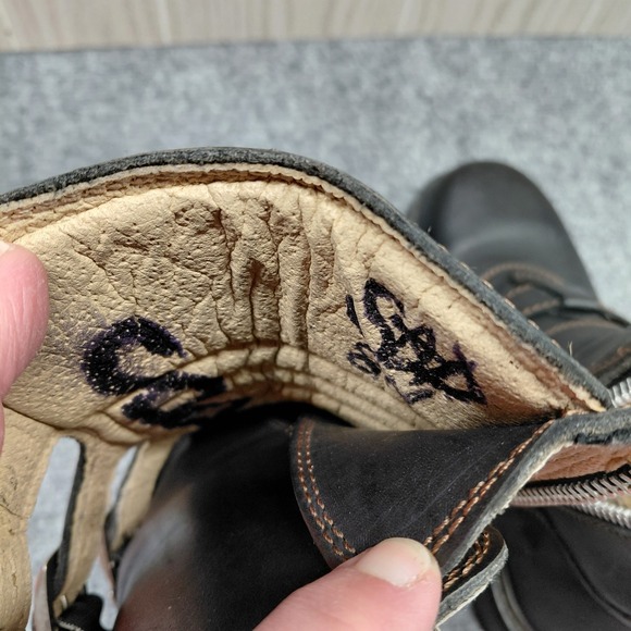 VTG 90s GBX Leather Boots Buckles SZ 8 Combat Moto Biker Punk Goth Emo Grunge - Picture 14 of 16